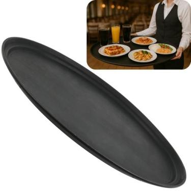 Imagem de Bandeja Garçom Oval 56x68cm Para Servir Antiderrapante Emborrachada Pr