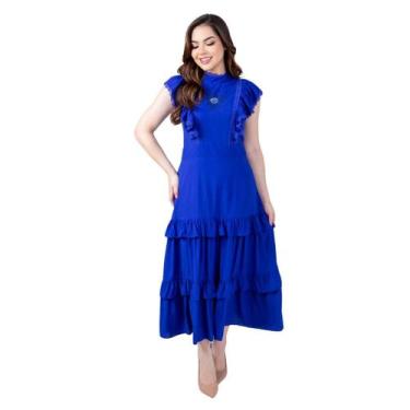 Imagem de Vestido Midi Slim Com Detalhes De Babado E Aplicação Elegante - Kopytt