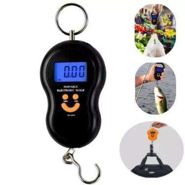 Imagem de Balança de Gancho Metal Portátil Digital Mão Bolsa Mala Peixe Até 50kg
