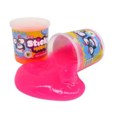 Imagem de Slime Neon Perfumado, Geleca Colorida para Crianças, Pote 6,5 x 6,5 cm