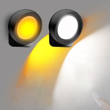 Imagem de Arandela de parede LED recarregável por USB regulável com controle remoto Rotação magnética de 360° iluminação de parede 3000mAh interior 3 cores ajustável moderna sem fio sala de estar 3000-6500K