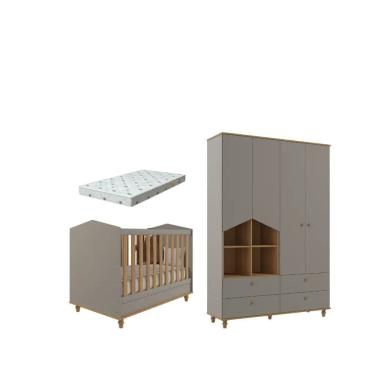 Imagem de Quarto Bebe Berço Guarda Roupa MDF Dorabelly  Sinha Colchão