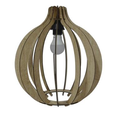 Imagem de Lustre Pêndulo de Teto Luminária Pendente Madeira Clara