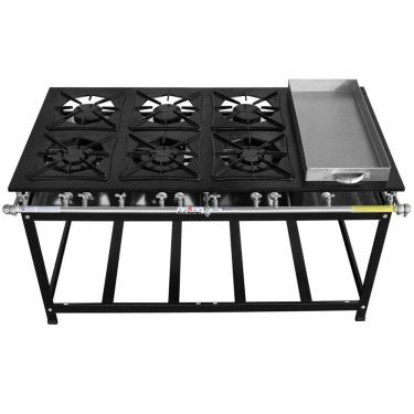 Imagem de Fogão Super 40 Kenok 6 Bocas 3 Simples Com Banho Maria Baixa Pressão Fbsu6b.158