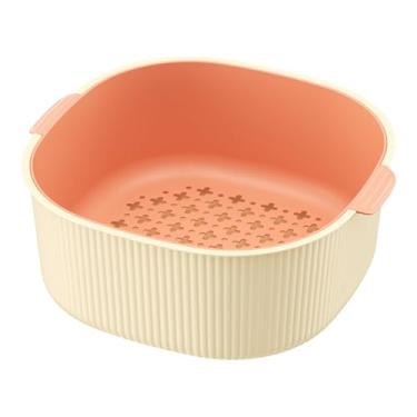 Imagem de Cestas de drenagem para frutas, peneira de cozinha,Cesto de drenagem de camada dupla para cozinha|Bacia segura da arruela do arroz da máquina de lavar louça, filtros multifuncionais do alimento para