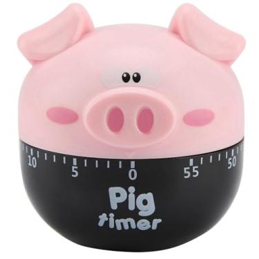 Imagem de Timer de cozinha, 2 Pcs Bonito dos desenhos animados Pig Cozinhar Temporizador Mecânico Temporizadores 0-55 Minute Countdown Alarme Alto Temporizador para Casa(Rosa)
