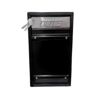 Imagem de Caixa correio grade embutir PRETA muro portão grande com chave - DEGA 