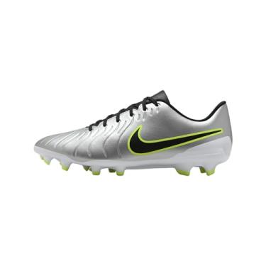 Imagem de Nike Chuteiras De Futebol Tiempo Legend 10 Club Multi-Ground Cano Baixo (Dv4344-001, Prata Metálica/Volt/Preto) Tamanho 8,5