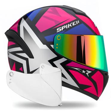 Imagem de Capacete Feminino Spike 2 Rosa Brilhante + Viseira Camaleão