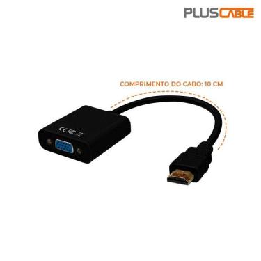 Imagem de Adaptador Conversor HDMI para VGA - HDMI Macho - VGA Fêmea - 1080p - Audio P2 - PlusCable