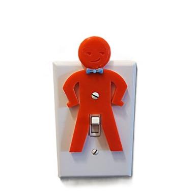 Imagem de Fleisher's Dude Funny Wall Light Switch Plate Cover Glow In The Dark! - Impressão 3D para decoração de arte de casa brincadeira laranja com gravata borboleta azul - Feito nos EUA!