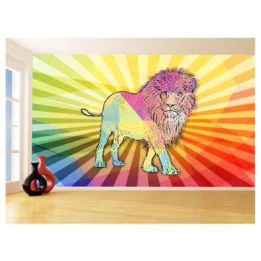 Imagem de Papel De Parede Animais Pop Art Leão Rei Selva 3,5M Pxa37 - Você Decor