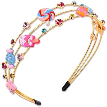 Imagem de NVENF Tiara de doces acessórios para fantasia de Natal, bengala doce, pirulito, fantasia de Candyland, roupas de Halloween para mulheres, presentes (padrão B)