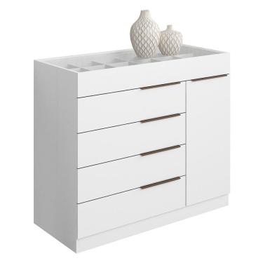 Imagem de Cômoda Sevilha 1 Porta E 5 Gavetas Com Porta Joias Branco - Aramóveis Branco