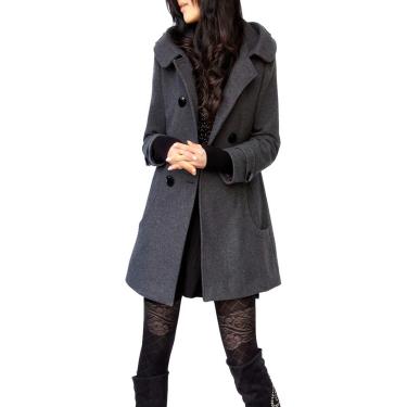 Imagem de Womens Ladies Hooded Trench Coat Outwear Casaco Peacoat Quente Casaco Sobretudo, Thickening grey, 20