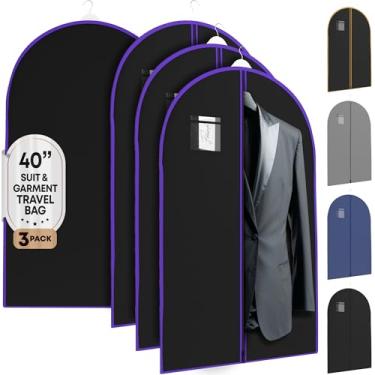 Imagem de Pacote com 3 sacos de viagem da Suit Garment – Resistente, leve – 101,6 cm x 60,96 cm – Da Your Bags, Roxa, One_Size