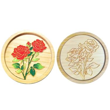 Imagem de Cloisonne Porta-copos de bambu filigrana, porta-copos de pintura esmaltada Cloisonne de flor, suprimentos de Cloisonne DIY (rosa)