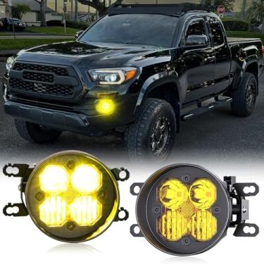 Imagem de AUYICH Combo de luzes de neblina de LED amarelo serve para 2012-2023 Tacoma, Tundra 2014-2021, 2010-2024 4Runner, Siena 2011-2019, LX570 2008-2013 (lâmpada de neblina SAE, kit de luz LED âmbar)