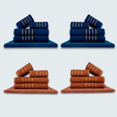 Imagem de Jogo De Toalhas 20 Ps Coleo Montreal 100% Algodo Az+mr - Toalhas Beka