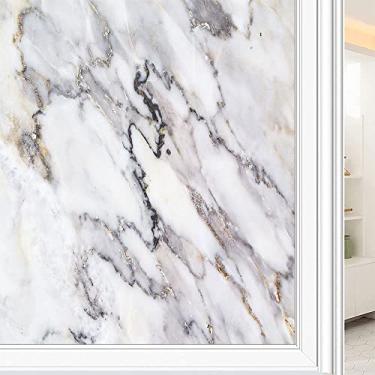 Imagem de Película de janela 3D de mármore, textura de estilo mármore, para porta de vidro, banheiro, sala de estar, L90 x C 190 cm