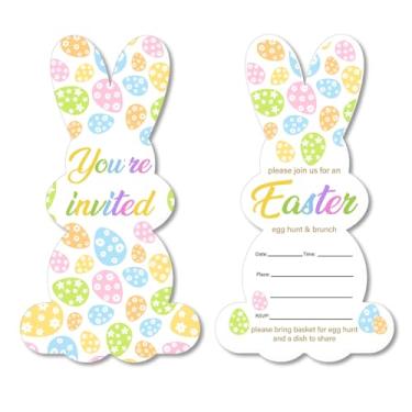 Imagem de Convites de Páscoa com Envelopes Conjunto de 20 Convites para Brunch de Caça ao Ovo de Páscoa Convites em Forma de Coelho da Páscoa Preencha em Branco