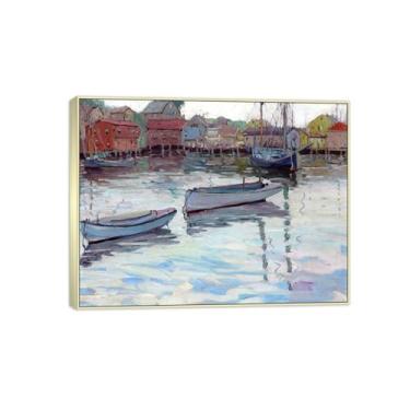 Imagem de MUHJDYC Jane Peterson Canvas Wall Art - Reprodução de pôster de pintura famosa - Quadro prateado para decoração de sala de estar (Harbor 6) 20x25cm-8x10in