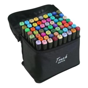 Imagem de Marcador Dupla Ponta Permanente para Colorir, Kit com 24 Cores, Estojo de Canetas Escolares