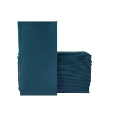 Imagem de KMAKII Pacote com 50 guardanapos de papel descartáveis azul royal linho sensação de convidado pano descartável como guardanapos de jantar guardanapos de mão de papel para festas, casamentos, jantares