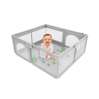 Imagem de Cercadinho infantil para bebê Chiqueirinho Baby Cinza Tamanho 1,80 X 1