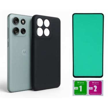 Imagem de Kit Capa Aveludada Preta Para Moto G56 + Película Ceramica - Mustangsh