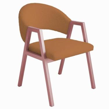 Imagem de Cadeira de Jantar Antonella Boucle Estilo Poltrona Com Pés Rosê - 7 De