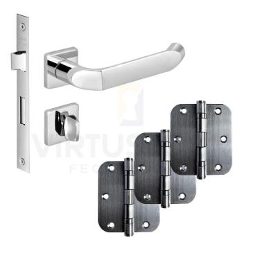 Imagem de Kit Fechadura Banheiro Tera Imab + 3 Dobradiças C/red De Inox 3 X 2 ½