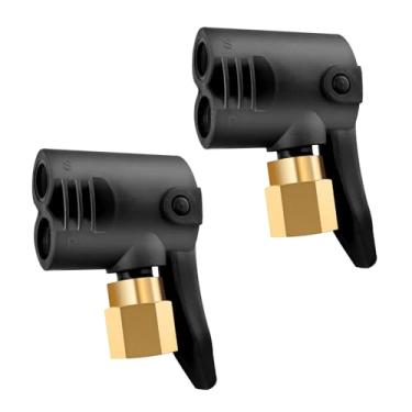 Imagem de GODESON Mandril de ar de cabeça dupla de bloqueio para válvula Presta & Schrader, bocal de enchimento de pneu NPT de 1/10.2 cm para bicicleta e carro, mandril de válvula Presta de bloqueio para