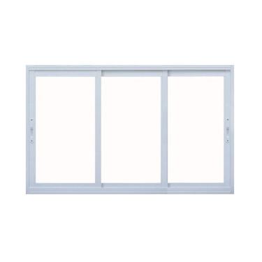 Imagem de Janela Correr 3 Folhas Vidro 150cm x 100cm Vidro de Segurança 6cm Fábrica do Alumínio Branco