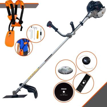 Imagem de Roçadeira Profissional Completa Anmax CG430B Motor 2T 43cc 12000rpm 1,7HP de Potência Com Carretel e Faca 2 Pontas + Faca 80 Dentes + Escova de Aço