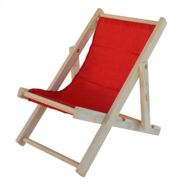 Imagem de Cadeira Espreguiçadeira Dobrável Infantil Madeira Maciça Natural com Tecido