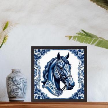 Imagem de Quadro Cavalo Floral Estilo ulejo Português - 33X33Cm - Quadros On-Lin