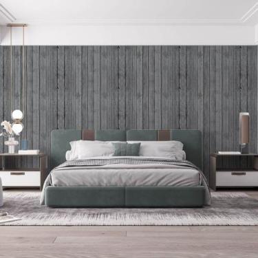 Imagem de Papel De Parede Ripas De Madeira Cinza Sala Autocolante 10m - DELIQUAD