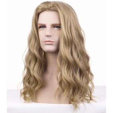 Imagem de BERON Perucas masculinas loiras e encaracoladas longas para meninos, loiro acinzentado, cosplay, festa ou uso diário