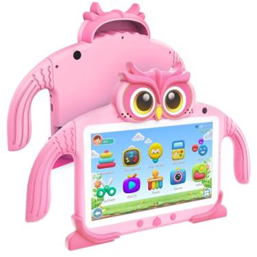 Imagem de Tablet infantil de 7 polegadas 32 GB para crianças de 3 a 7 anos pré-instalado com software infantil, muitos conteúdos offline, controle dos pais, tablets infantis com câmera dupla YouTube WiFi
