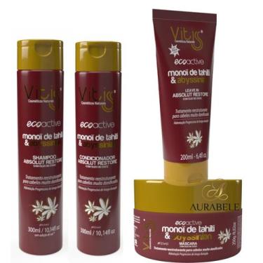 Imagem de Kit Eco active Monoi de tahiti Vitiss shampoo condicionador mascara le