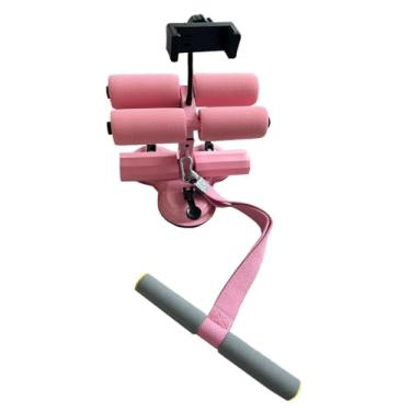 Imagem de menolana Barra de abdominais, equipamento de assistência para abdominais, suporte ajustável para os pés, treino abdominal multifuncional para academia, fitness, Rosa