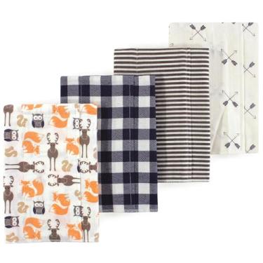 Imagem de Luvable Friends Hudson Baby, flanela, arroto, panos, pacote com 4, Floresta florestal, 14x20 inches