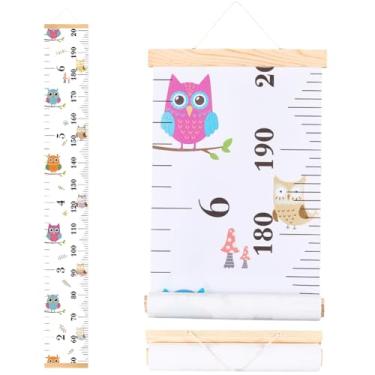 Imagem de CREATCABIN Tabela de crescimento de coruja para parede, desenho animado, medição de altura, tabela de crescimento de altura, régua de crescimento, decoração de parede, tabela de crescimento de altura