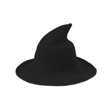Imagem de Chapéu de bruxa Century Star feminino de lã de Halloween, aba larga, p