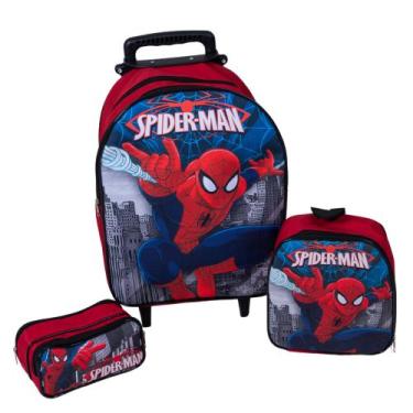 Imagem de Kit Mochila Infantil Homem Aranha Spider Man Vermelha - DB