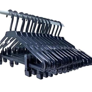 Imagem de Kit 30 Cabide com Presilha Plástico Reforçado Adulto - Organizador para Calças, Saias, Shorts, Bermudas