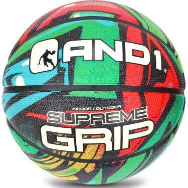 Imagem de AND1 Basquete de borracha Supreme Grip – Bola de streetball tamanho oficial 7 (75 cm), feita para jogos de basquete em ambientes internos e externos, vendida esvaziada (bomba não incluída), rosa/verde