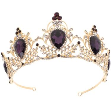 Imagem de 1 Unidade Strass e Tiara Da Coroa Noiva Vintage Tiara De Noiva Coroa Vermelha Decoração De Cabelo Tiara De Metal Coroa Do Coroa Cosplay Coroas Senhorita Roxo Adereços Princesa
