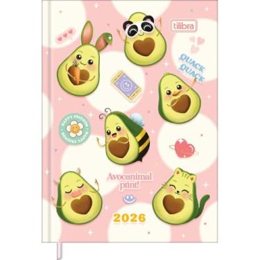 Imagem de Tilibra - Agenda Costurada MIni 7,8 x 10,8 cm Abacute 2026 - Avocanimal Print - Rosa